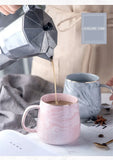 Nordic Ins Style Ceramic Mug Marbled  Gold Rim Coffee Cup Oatmeal Breakfast Cup Valentine's Day present Couple water cups