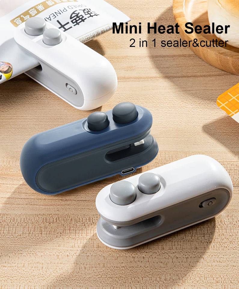 Mini Sealing Machine Plastic Bags Sealer Food Packaging Machine Portable Heat Bag Sealer Rechargeable Food Bag Thermal Sealer
