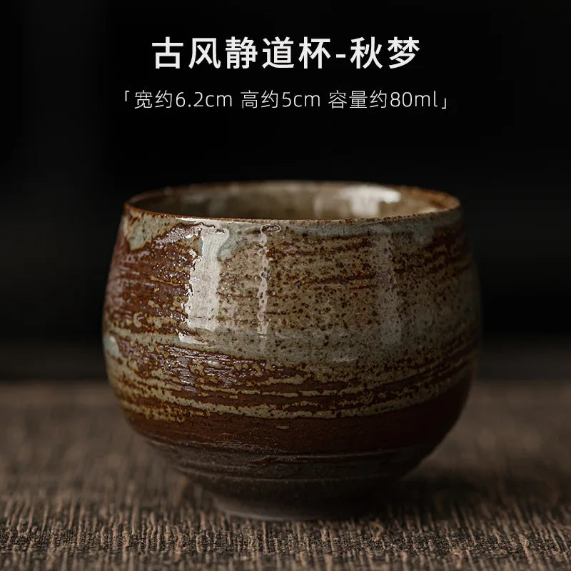 Mini Shot Coffee Tea Cup 2oz 60-80ml Creative Round Retro Ceramic Tea Cup