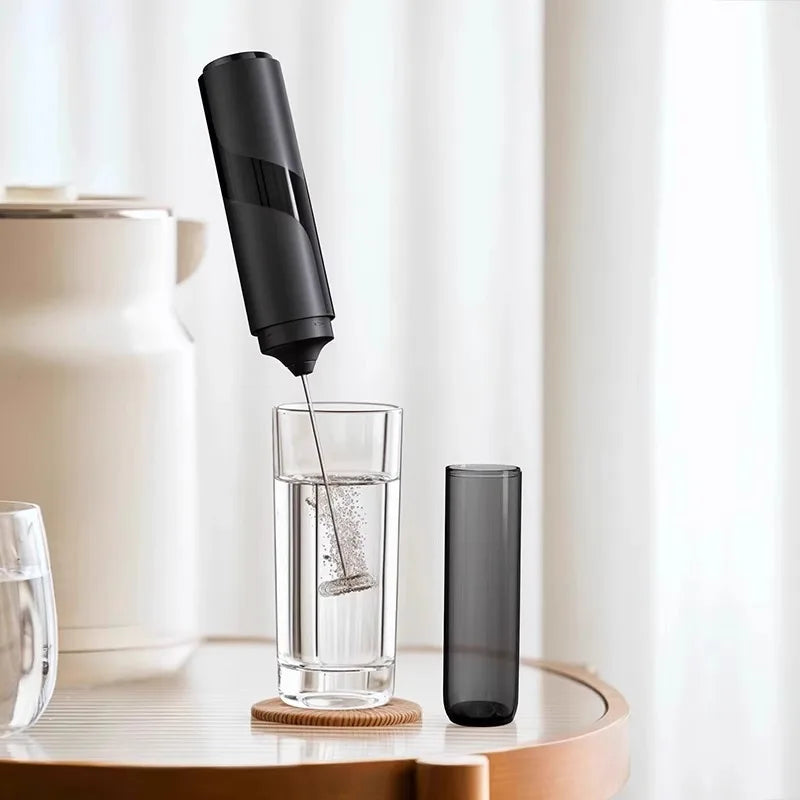 Stainless Steel Electric Milk Frother Handheld Coffee Frothing Wand With 10000 RPM Portable Latte Cappuccino Foamer AA Battery