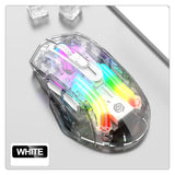 Aesthetic Clear Wireless Mouse for Women RGB Glow Tri-Mode Bluetooth Rechargeable Gaming Mouse for Laptop PC Office