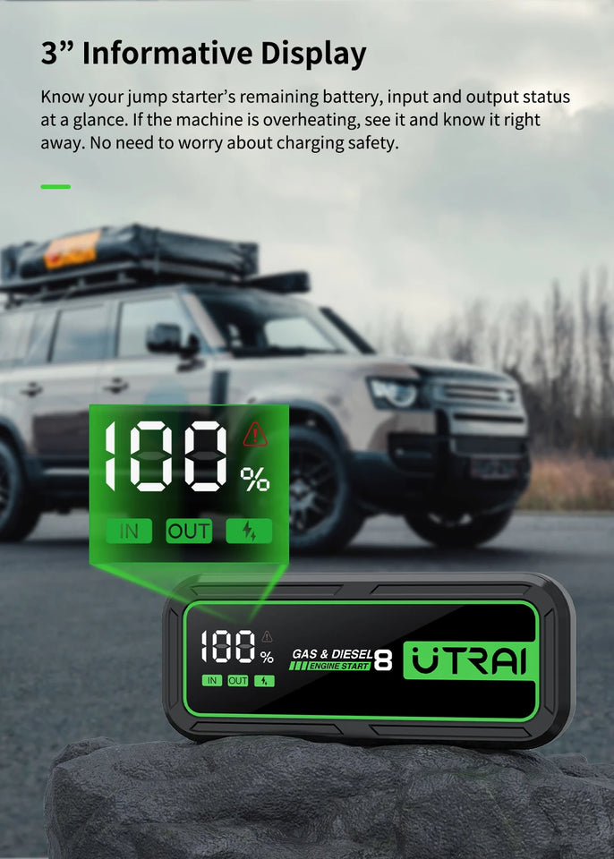 UTRAI  20000mAh Car Jump Starter Power Bank 6000A Car Booster Auto Emergency Starting Device Jump Start for Petrol Diesel
