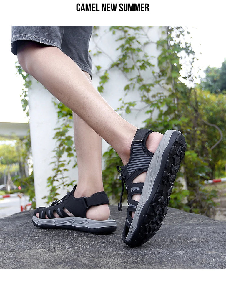 Summer Men's Sandals Beach Shoes Handmade Breathable Design Wading Casual Beach Shoes Lightweight Soft Bottom Outdoor Sandals