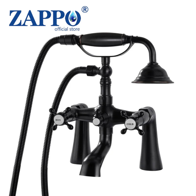 ZAPPO Bathtub Faucet Vintage Telephone Style with Dual Handles Deck mounted bathtub Faucet set Hot and Cold Water Mixer Tap