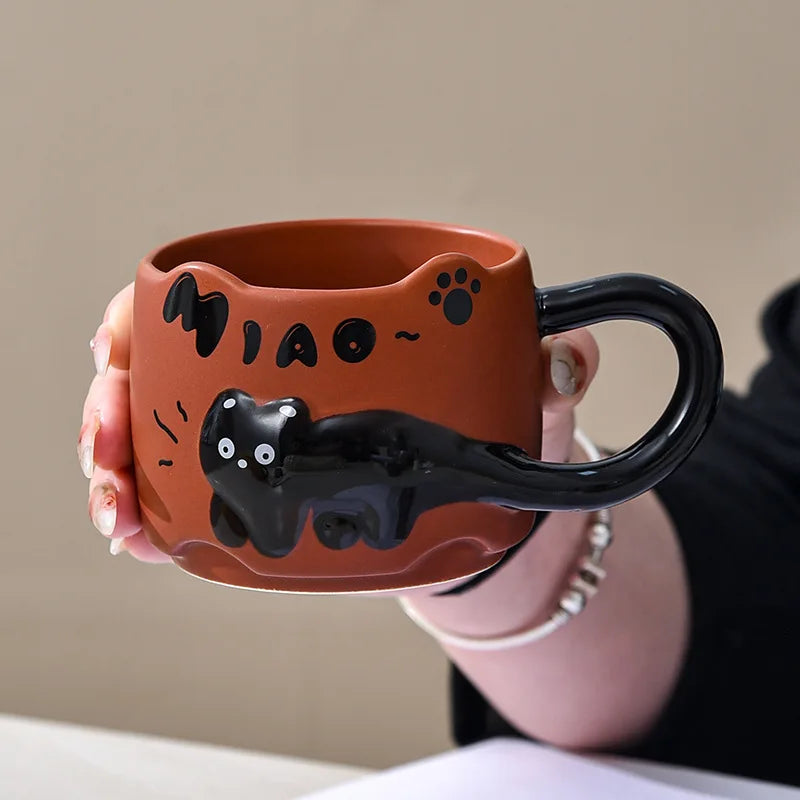 Cup Cat Stacking Cup Creative Mark Cup Drinking Cup For Guests Home Set Handle Ceramic Coffee Cup