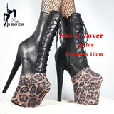 Leopard Print Suede Pole Dance Boots Overshoes Wear-Resist Women Sandals Pumps High-heeled Shoes Platform Protectors Cover Shoes