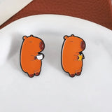 Cute Cartoon Funny Capybara Animal Enamel Pins Creative Animal Coffee Book Capybara Brooches Lapel Badge Jewelry Gift for Friend