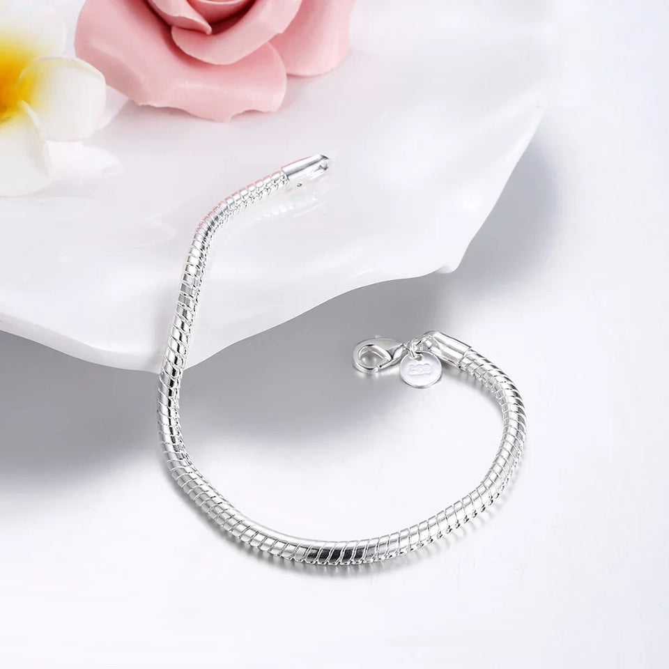 Hot new 925 Sterling Silver Bracelets for women men 4MM snake bone chain Wedding party Gifts high quality Fashion Jewelry Fine