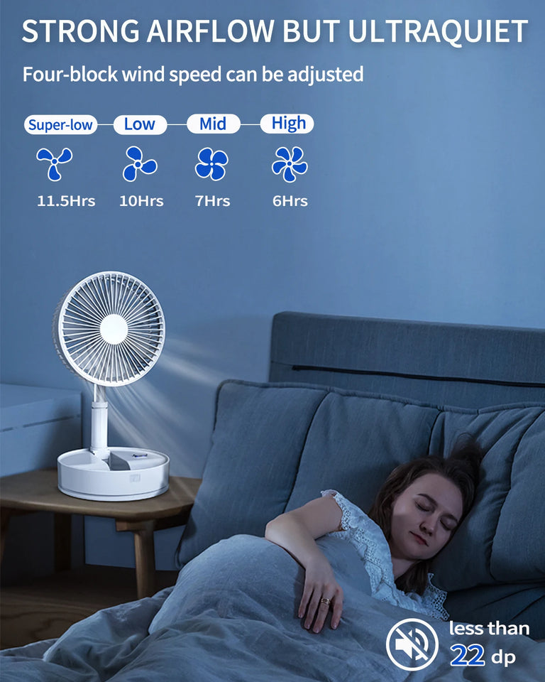 UNITEDTME Oscillating Fan Foldaway with Remote Control, Battery Powered  Fan for Camping, 4 Speed, Timer,  Portable