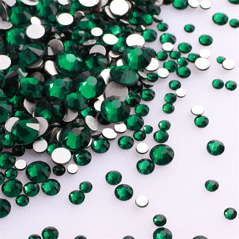 1440Pcs Mix Size Glass Flatback Rhinestone Glitter Crystal AB Round Diamond Non Hotfix Glue On Stone for DIY Nail Art Decoration