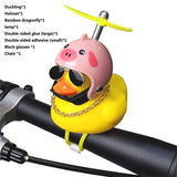 Bicycle Bell Black/Yellow Duck Cartoon Little Ducks Helmet Head Light Shining Duck Bicycle Bells Handlebar Bicycle Accessories
