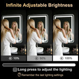 50x70cm LED Bathroom Mirror Vanity Mirrors with Backlit Lights Fogless Makeup Mirror Wall Mounted with Demister