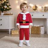 0-5T Girls Boys Santa Claus Costume Long Sleeve Hooded Sweatshirt with Pants Christmas Outfit Cosplay Costume
