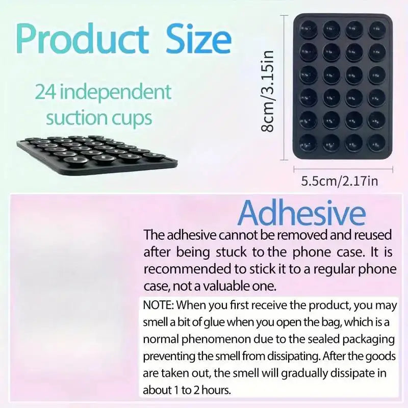 Silicone Suction Phone Holder Mat Multi-functional Suction Cup Phone Stand Square Anti-Slip Single-Sided Case Mount Back Sticker