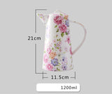 1200ML, real bone china water jug, porcelain water pitcher, carafe and glass set, ceramic tea pot, water jar for kitchen, coffee