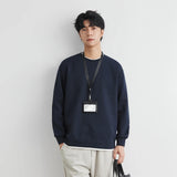 Men's Long Sleeve Casual Hoodie Loose Fit Round Neck White Top For Spring Autumn Versatile Sweatshirt Trendy Brand Men's Wear