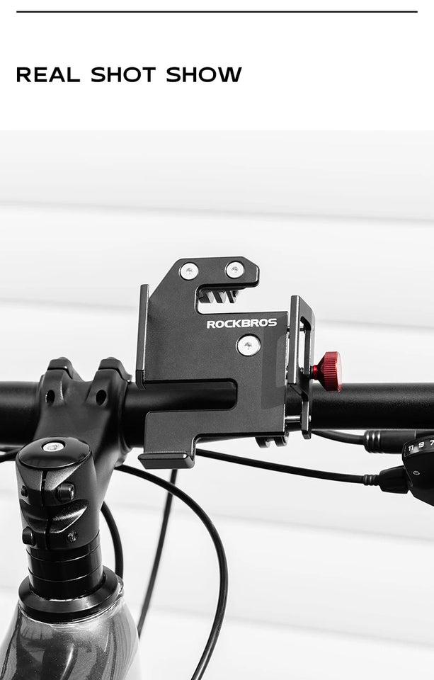 ROCKBROS Bike Phone Holder 360° View Bicycle Phone Holder for 4.7-7 inch Mobile Phone Moto Motorcycle Bracket Shockproof Bracket