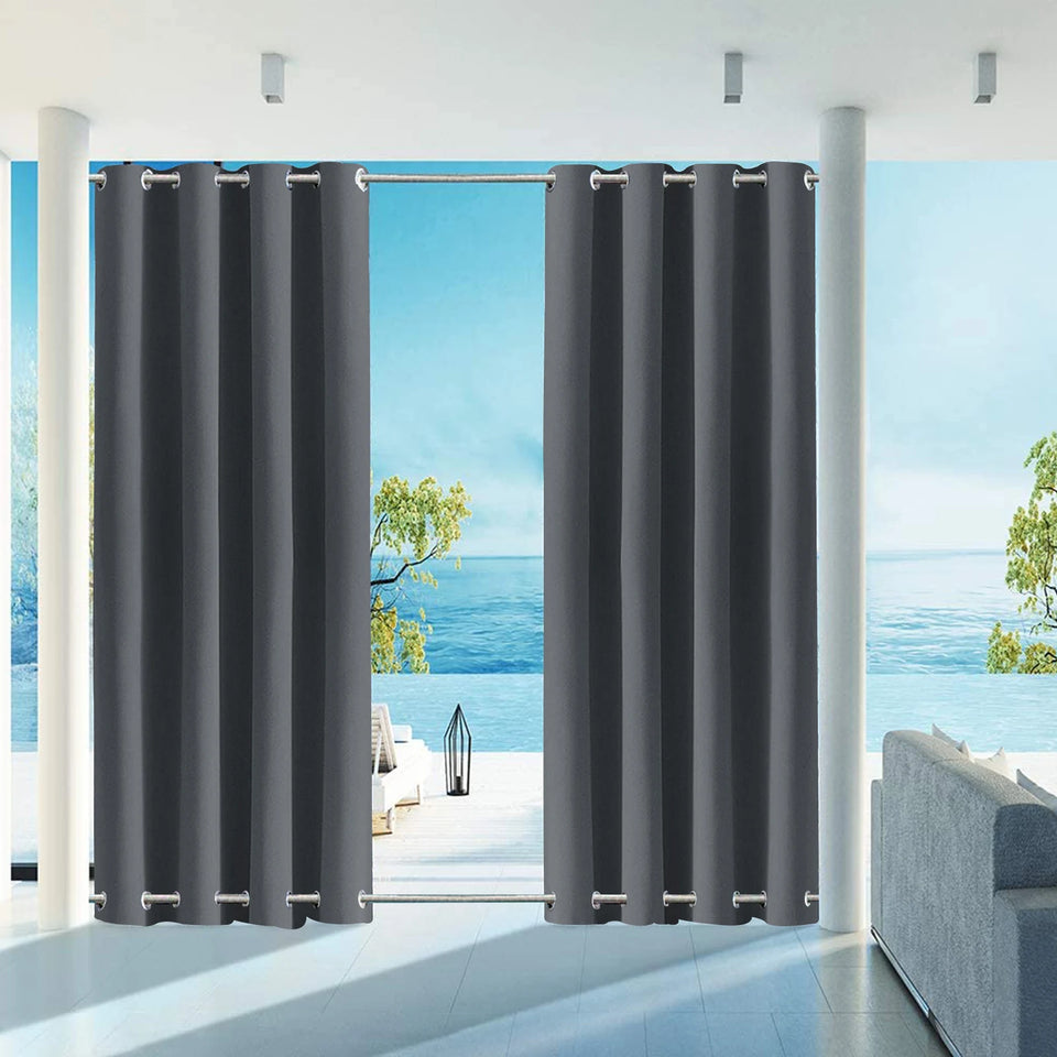 Patio Outdoor Curtain Waterproof Thermal Insulated Double Grommets Sun Block Windproof Window Curtains For Garden Drapes Porch