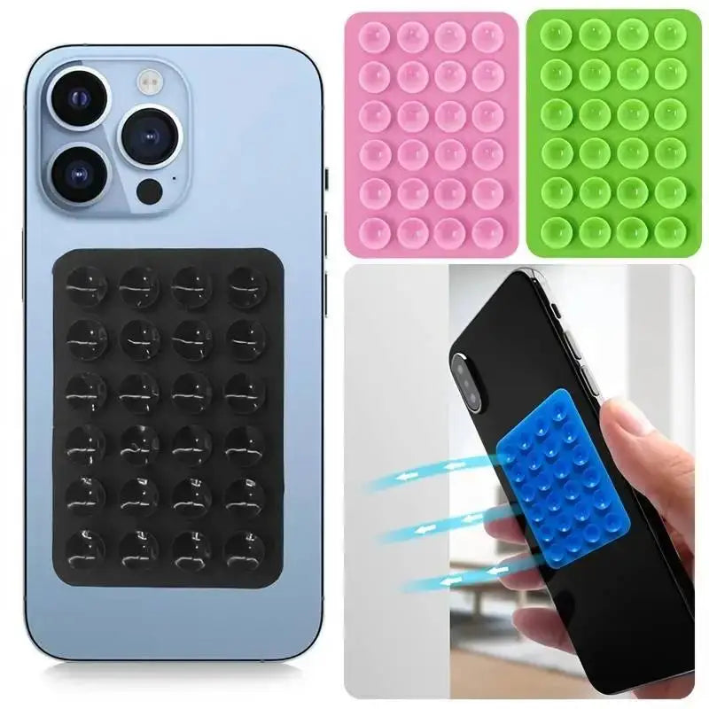 Silicone Suction Phone Holder Mat Multi-functional Suction Cup Phone Stand Square Anti-Slip Single-Sided Case Mount Back Sticker
