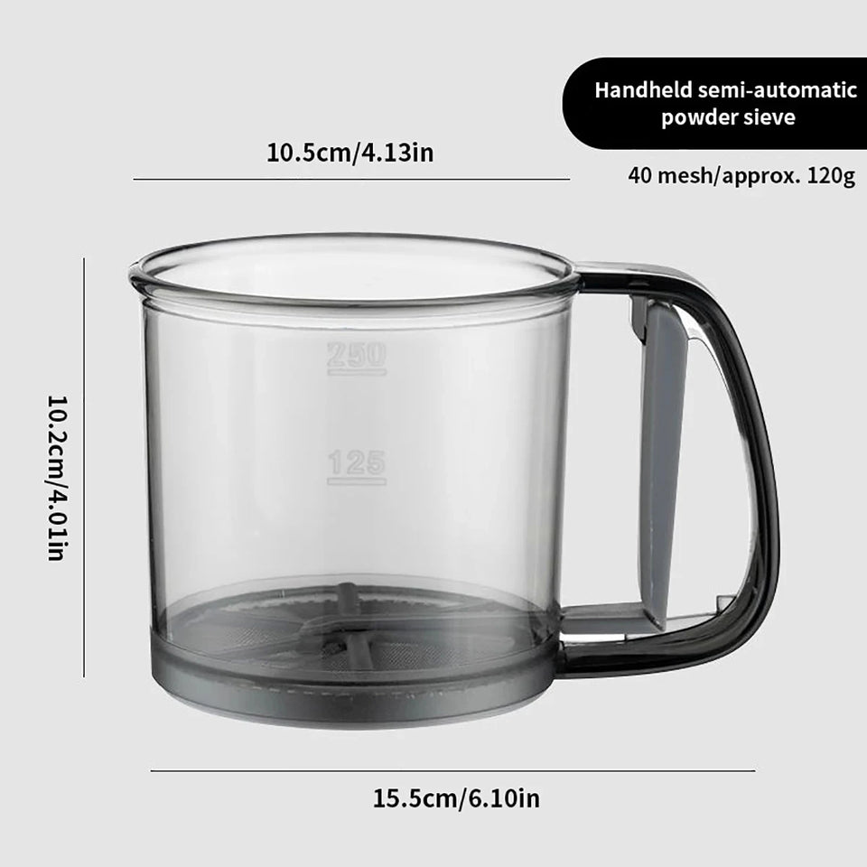 HOMEFISH Kitchen Baking Cake Flour Sieve 40 Mesh Semi-automatic Filter Sieve Flour Sieve With Capacity Scale