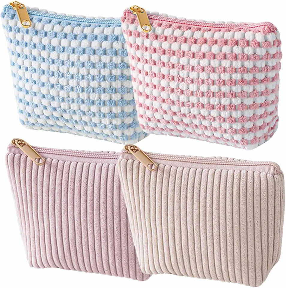 4Pcs Comestic Bag Make Up Storage Organizer Puffy Makeup Bag Comestic Pouch for Travel Portable Velet Large Toiletry Bag Organiz