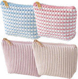 4Pcs Comestic Bag Make Up Storage Organizer Puffy Makeup Bag Comestic Pouch for Travel Portable Velet Large Toiletry Bag Organiz