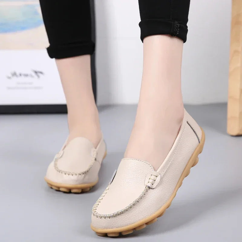 Women Flats Ballet Shoes Woman Cut Out Leather Breathable Moccasins Women Boat Shoes Ballerina Ladies Casual Shoes