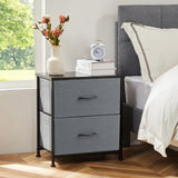JHK Nightstand Bedside Coffee Sofa Tea Table Storage Closet Chest Clothes Display For Bedroom 2 Fabric Drawers Cabinet Furniture