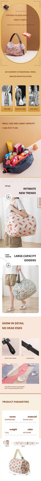 1pc Foldable Shopping Bag Eco-friendly Waterproof Portable Storage Bag Large Capacity Handbag Oversized Storage Bag For Travel