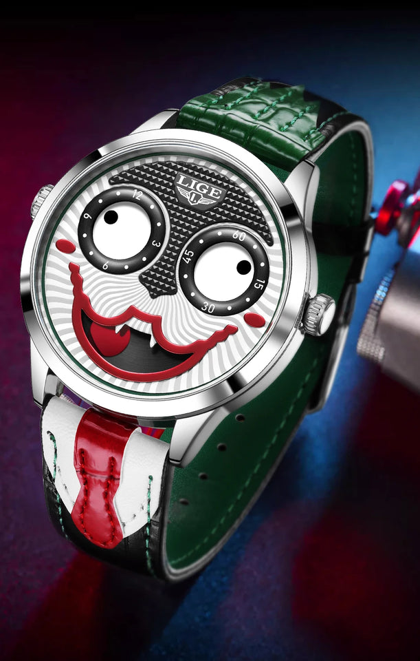 LIGE 2025 TOP Men's Watches Quartz Clown Dial Watches Unique Strange Fashion Cool Watch Waterproof watches for men reloj hommes
