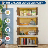 3/4/5-Tier Foldable Storage Cabinet with Lids & Wheels, Stackable Plastic Organizer for Closet, Bedroom, Office & Kitchen