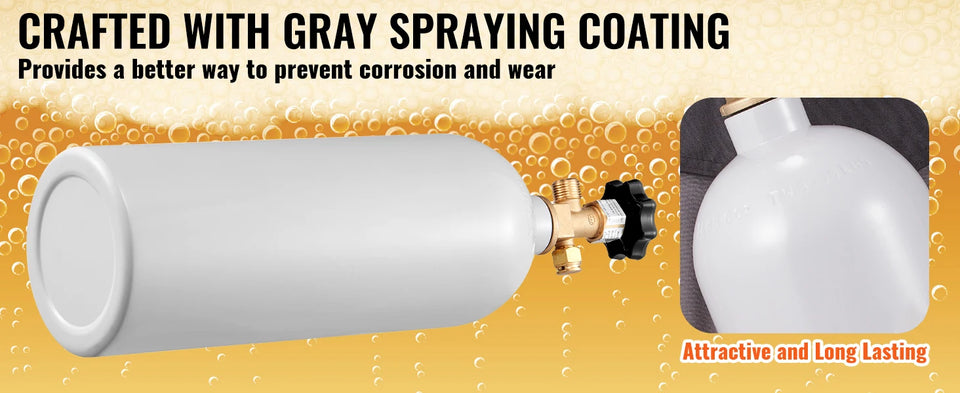 SucceBuy 5 Lbs CO2 Tank Aluminum Gas Cylinder Brand New CO2 Cylinder with Gray Spray Coating CO2 Tank with CGA320 Valve