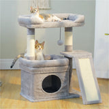 Small Cat Tree for Indoor Cat Tower with Sisal Scratching Post and Pad Wide Top Perch Large Cat Condo Cat Scratchers Cat Toys