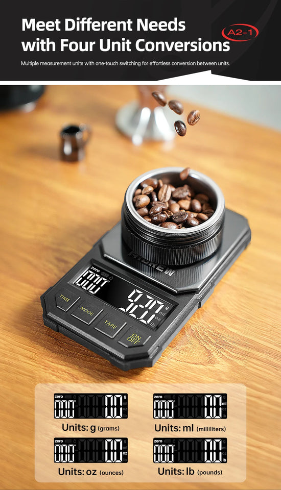 HiBREW 3000g/0.1g Digital Coffee Bean Electronic Scale with Auto Timer LED Screen High Precision Pour Over Coffee Easy to Carry