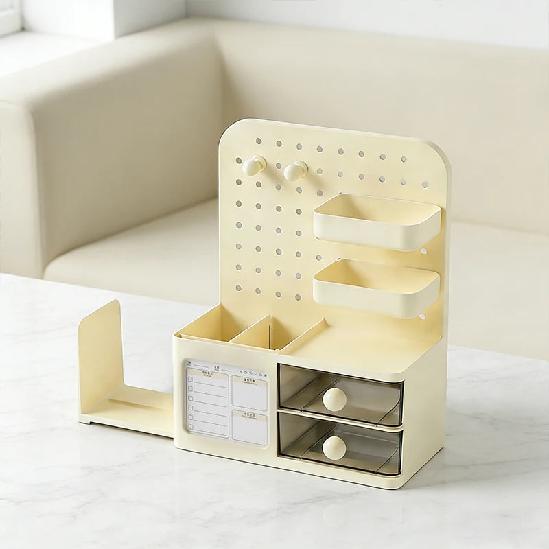 1 Pcs Desktop Perforated Board Storage Box Stationery Sorting Rack Desk Office Cosmetics Storage Rack Pen Holder