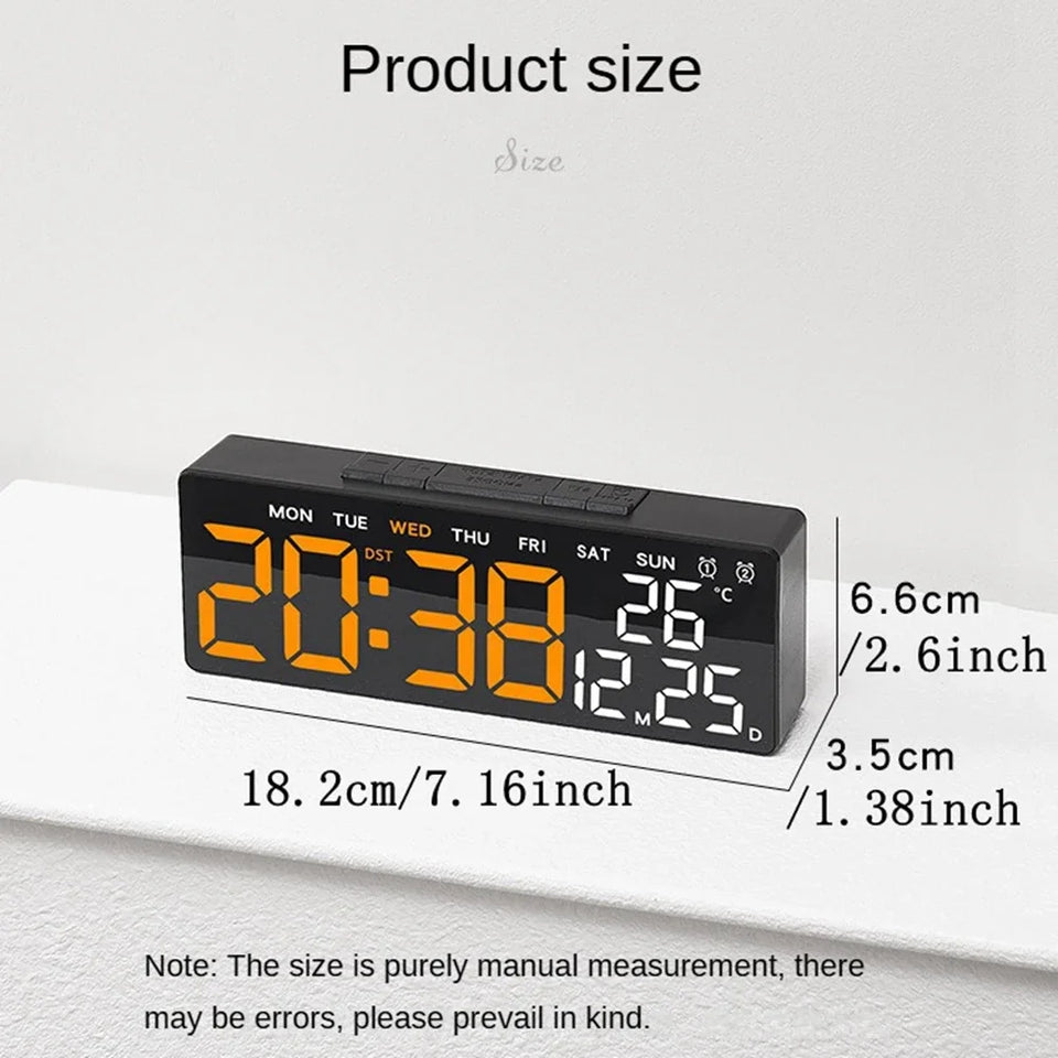 Digital Led Alarm Clock Temperature Date and Week Display Table Clock Night Mode Brightness Adjustable Electronic Alarm Clocks