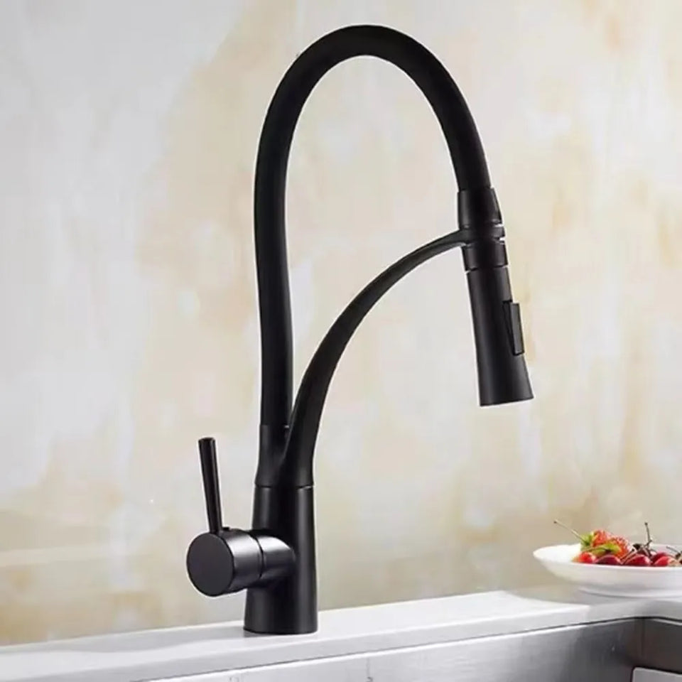 Matte Black Kitchen Sink Faucet Pull Down Swivel Spout Kitchen Sink Tap Deck Mounted Bathroom Hot and Cold Water Mixers