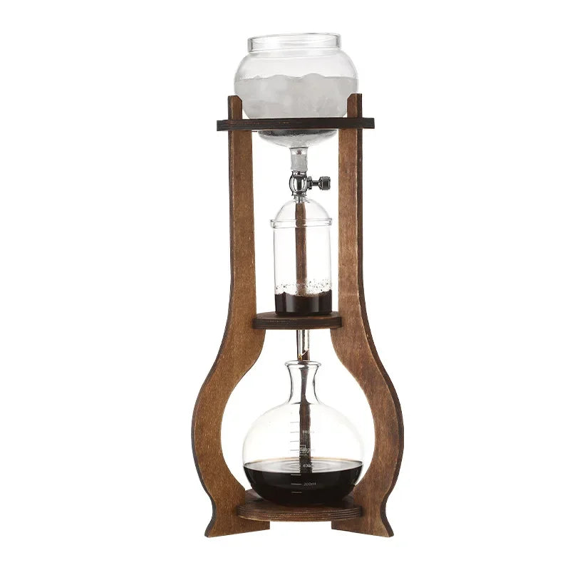 Home European American ice drip coffee pot Cold brew pot Wooden hand brew coffee set Ice brew coffee pot drip type