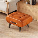 Furniture Small Upholstered Shoe Bench Oil Wax Leather Padded Entryway Shoe Changing Stool Modern Minimalist Living Room Ottoman