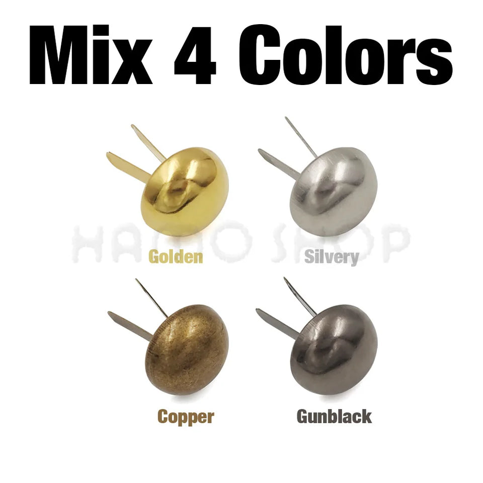 100pcs Metal Two Leg Feet Pierced Rivet Stud Half Ball Round Nail For DIY Leathercraft Bag Cap Shoes Handbag Bottom Protecting