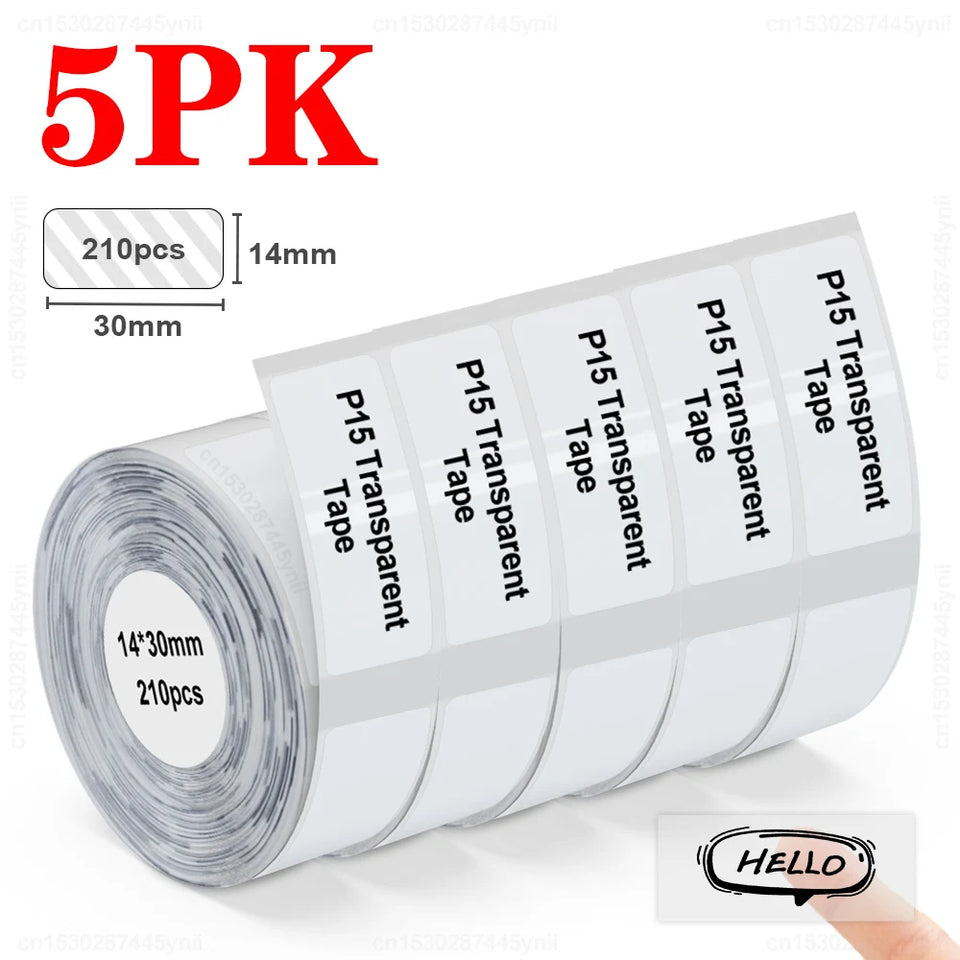 Labelwell 5/10PK P15 Thermal Label Sticker 12x40mm 15x30mm Label Tape Compatible for Marklife P15 P12 P11 L12 D30 Label Printer