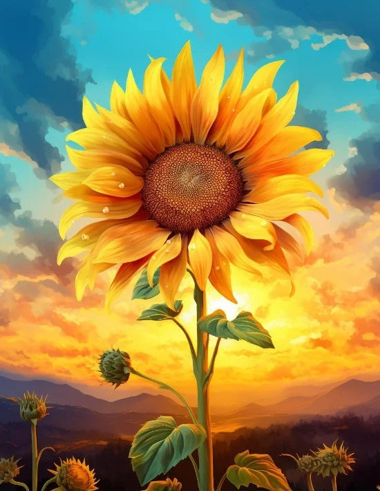 Huacan New Arrivals Diamond Embroidery Flower DIY Full Drill Mosaic Sunflower Sunset Complete Kit Handmade Gift Home Decor
