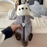 1Pcs Creative Sea Otter Plush Doll Pencil Case Ins High-attractive Pen Holder Cute Pencil Pouch Bag School Supplies Stationery