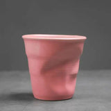 Coarse Pottery Coffee Cup   Hand Kneaded Pleated Cup Ceramic Latte Cup Espresso Cup Afternoon Tea Cup Vintage Cup