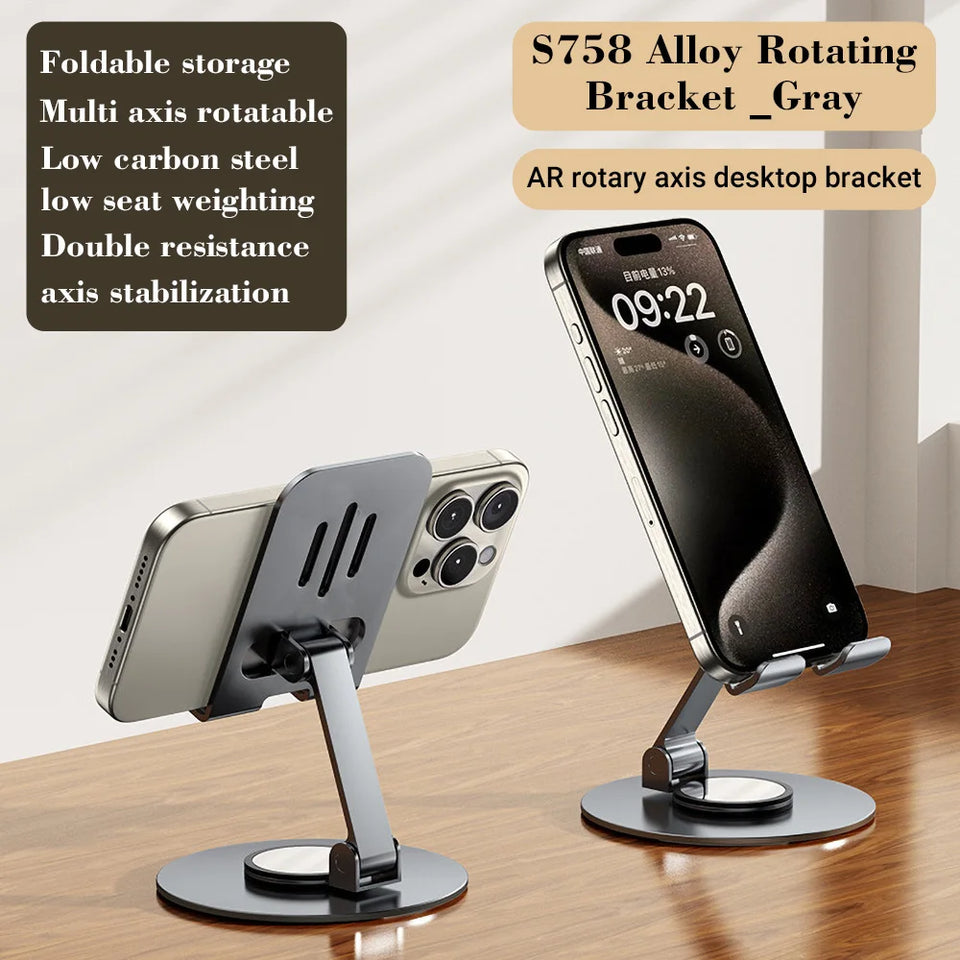 720 Rotate Aluminum Alloy Tablet Holders for iPad Adjustable Folding Lazy Desktop Live Desk Holder Mobile Phone Stand Mount