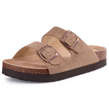 Gacimy Women Fashion Thick Sole Leather Clogs Slippers Classic Women's Mules Cork Clogs Slipper Outdoor Deep Heels Shoes Sandal