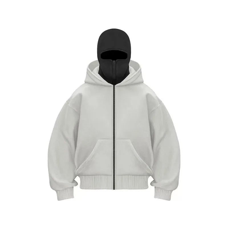 2025 Men Balaclava Y2K Gothic Harajuku Winter New Item Double Hooded Sweatshirt Autumn Men's Hooded Mask Zipper Sportswear Women