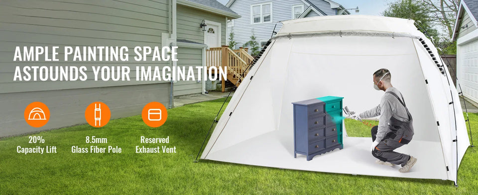 SucceBuy Portable Paint Booth Shelter 7.5x5.2x5.2/10x7x6ft Foldable Spray Painting Tent for Furniture Craft Project DIY Tool