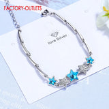 Wholesale Genuine 925 Sterling Silver Bracelet New Arrivals Female Fashion Jewelry Stars Shape Pendant Bracelet Women Girls