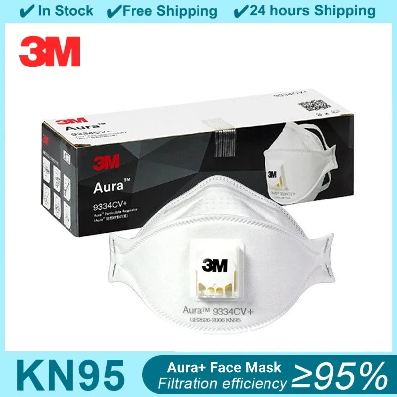 3M 9334CV Face Mask Aura Mascarilla Dust KN95 Mouth Masks Protective Filter Dust-proof Anti-fog Safety 3M Mascarillas